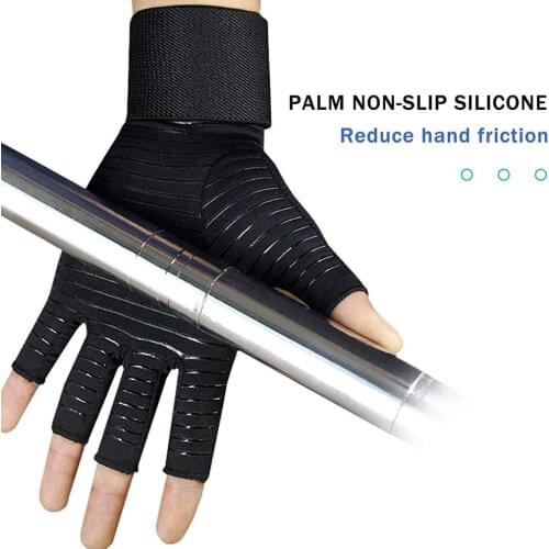 WorthWhile 1 Pair Compression Arthritis Gloves for Women Men Joint Pain Relief Half Finger Brace Therapy Wrist Support Anti-slip