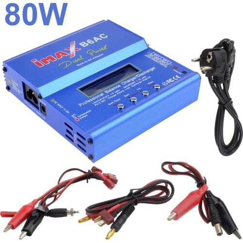 80W Lipo Battery Charger LCD Screen Display Lipo NiMh Li-Ion Ni-Cd RC Battery Balance High-Power AC Digital Charger Discharger