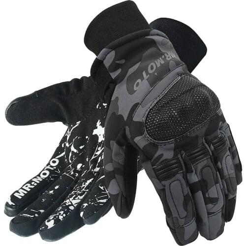 Camouflage color SUPER FABRIC protective shell Motorbike Riding Gloves Outdoor Waterproof Windproof Warm Moto Touchscreen Gloves