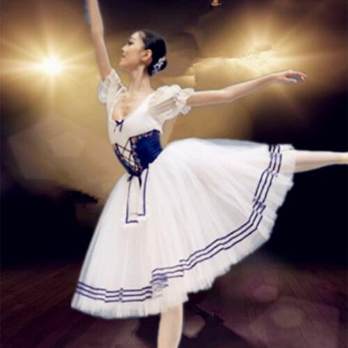 Classical Short Puff Sleeve Giselle Ballet Costume Adult Women Long Ballet Leotard Dress Professional Tutu Girls Ballet dress