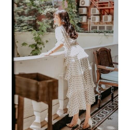 2021 new fashion womens clothing Dot V-Neck Vintage dress for women dresses