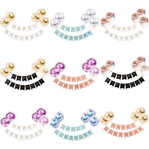 1set/6pcs Happy Birthday Letter Banner Gold Confetti Balloons Baby Shower Birthday Party Decorations Boy Girl Kids Party Favors