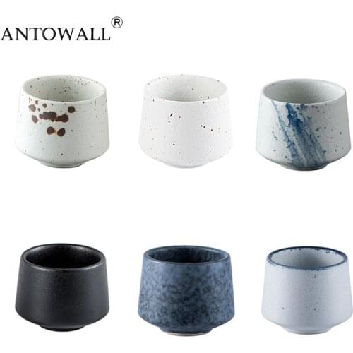 1PCS ANTOWALL Ceramic Soup Cup Matt Pottery Hand Painted Lattice Coffee Cup Originality Teacup Wine cups