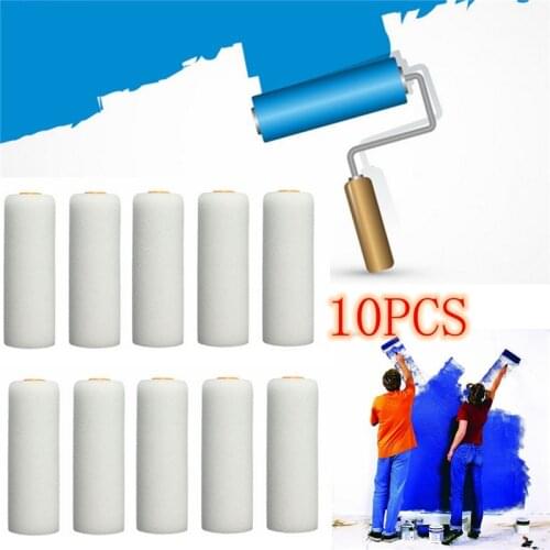 10Pcs/Set 100mm Mini White Durable Foam Paint Roller Sleeves Painting Decorating Sponge Rollers Art Sets Painting Supplies