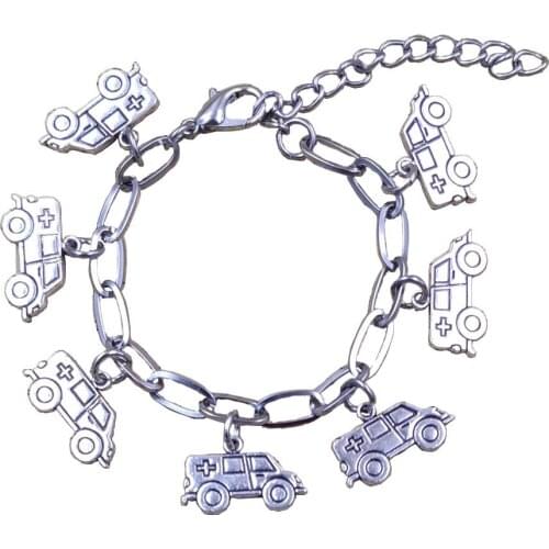 14 Styles Handmade Stainless Steel Charm Ambulance Medical Syringe Stethoscope Caduceus Nurses Cap Chain Bracelets AY044