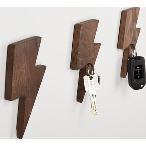 2pcs/Lot Solid Wood Magnetic Key Holder Self-adhesive Room Storage Rack Coin Organizer Home Decoration Accessories Wall Decor