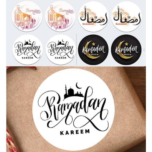 3.5/4.5cm Ramadan EID Mubarak Lable Sealing Islamic Muslim Self-adhesive Stickers Box Gift Party Eid Al-fitr Decoration Supplies