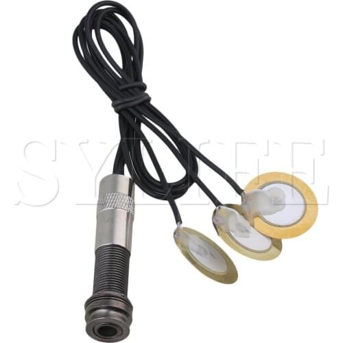 3 Sensor Guitar Piezo Contact Microphone Pickup Black with 6.35mm Jack