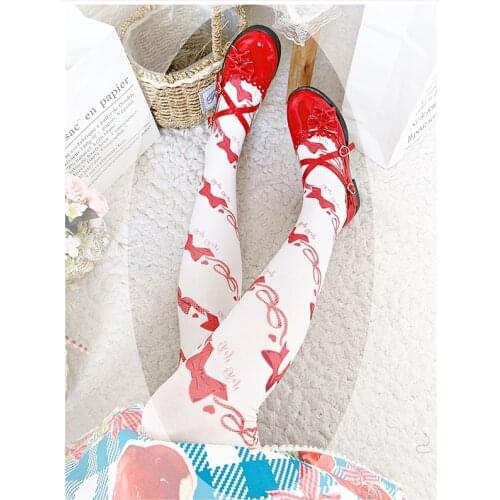 Lolita stockings female summer and fall in tube socks velvet printing socks knee socks Japanese Lolita