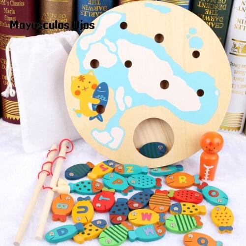 Childrens Play House Small Fish Game Baby Crawling Fishing Class Desktop Montessori Early Education Wooden Educational Toy