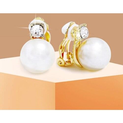 Retro fashion long pearl earrings creative non-pierced pearl ear clip women ladies wedding party jewelry