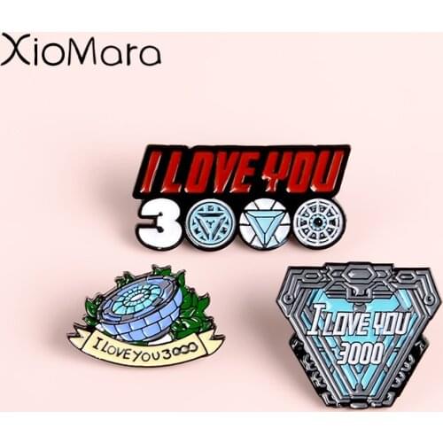 I Love You Three Thousands Enamel Pin Super Hero Iron Tony Stark Arc Reactor Movie Fans Brooches Badge Lapel pins For Friend
