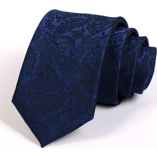 New Men Navy Blue Tie Jacquard 7CM Ties For Men High Quality Fashion Formal Neck Tie Great For Business Party Work With Gift Box