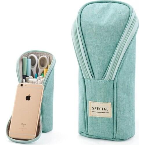 3 Colors Canvas Pencil Case Large Capacity Phone Holder Storage Organizer for Pens Stationery School Supplies for Students E6737