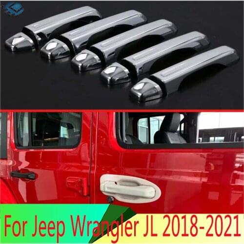 For Jeep Wrangler JL 2018 2019 ABS Chrome Door Handle Cover Trim Molding Accessories