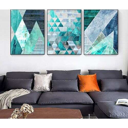 Pictures for Living Room Home Decor No Framed Abstract Geometric Turquoise Canvas Art Posters Canvas Prints Nordic Painting Wall