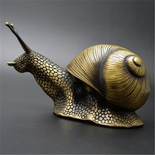 [MGT] Collectible Decorated Old Handwork Copper Carved Snail Statue