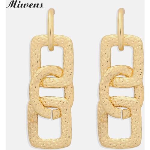 Miwens Long Metal Square Dangle Earrings For Women 2020 Geometric Irregualar Pendant Hanging Earrings Boho Female Jewelry Gifts