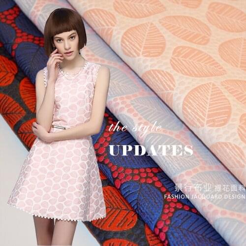High-end precision fashion jacquard cotton fabric New style fresh leaf-dyed jacquard fabric dress Damask fabric dress