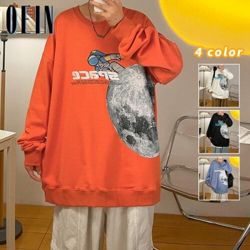 Casual Sweatshirts Men 2021 New Trend Harajuku Hoodies O-Neck Long Sleeve Mens Solid Spaceman Sweatshirt Pullover Hip Hop Tops