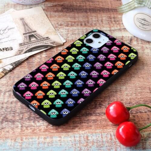 For iPhone Rainbow Squid on black Soft TPU Border Apple iPhone Case