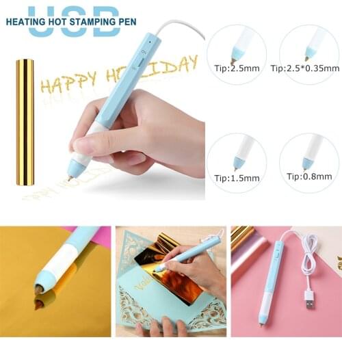 Tip 2.5mm/2.5*0.35mm Calligraphy USB Heating Hot Stamping Pen With Gold Heat-activated Foil For DIY Foiling Project 2020 New
