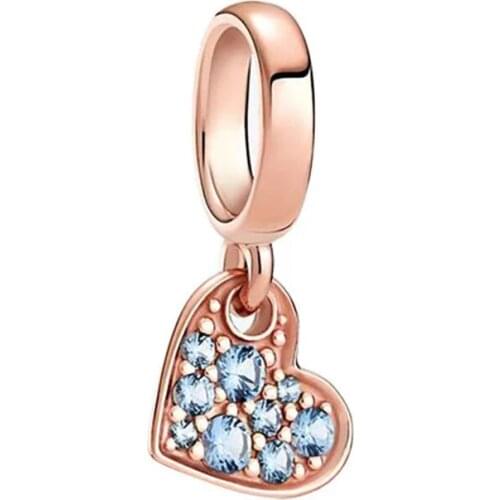 2021 New 1pc Crystal Heart Dangle DIY Beads Charms Fit European Pandora Charm Bracelets & Bangles Jewelry Making Accessories