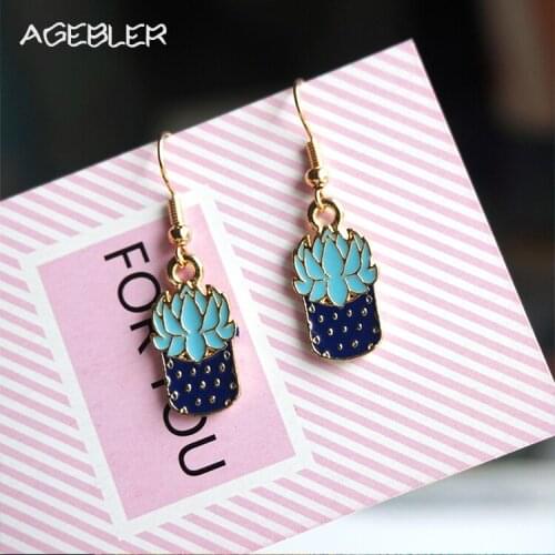 Original Design New Women Dangle Earrings Cute Succulents Earring Christmas Gift Accessories Girl Cute Jewellery Gold Color