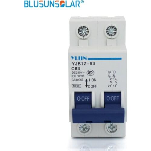 Wholesale Price 20 Pieces/lot 2P 63A DC250V MCB Mini Circuit Breaker DC Switch Controller For PV Solar Pv System Solar