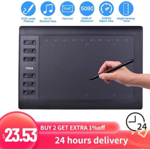 10 Inch Professional Graphic Tablet Drawing Tablet 12 Express-Keys Tableta Grafica with 8192 Levels Battery-Free Stylus Holder
