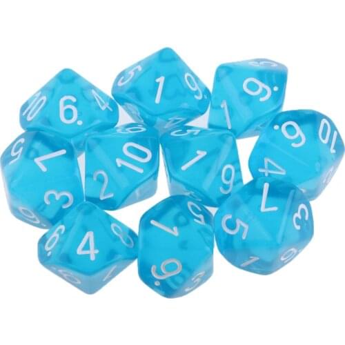10x Plastic Dice D10 Drinking Dice for DND TRPG MTG Table Games Toys Party