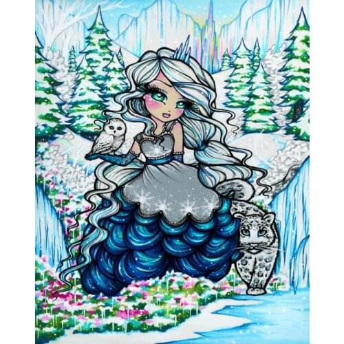 Girl Embroidery 5D DIY Diamond Painting Kits Full Round With AB Drill Animal Flower Mosaic Art Home Decorations Gift