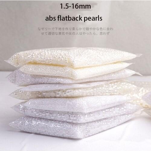 1.5-16mm White Ivory Flatback Half Round Pearls ABS Imitation Pearl Scrapbook Beads Nail Art DIY Decorations jewelry findings