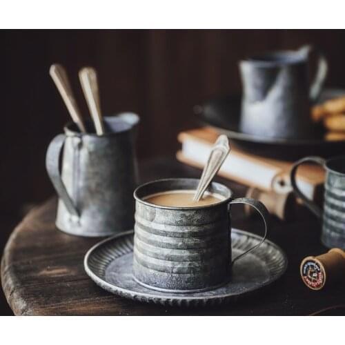 Photography Props Retro Drinkware Vintage Wrought Iron Vase Old Handle Cup Food Fruit Coffee Cup Home Kitchen