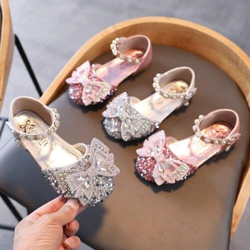Summer Girls Princess Sandals For Toddler Shoes Children Casual Shoes Sequins Leather Dance Shoes Non-slip Kids Party Sandals