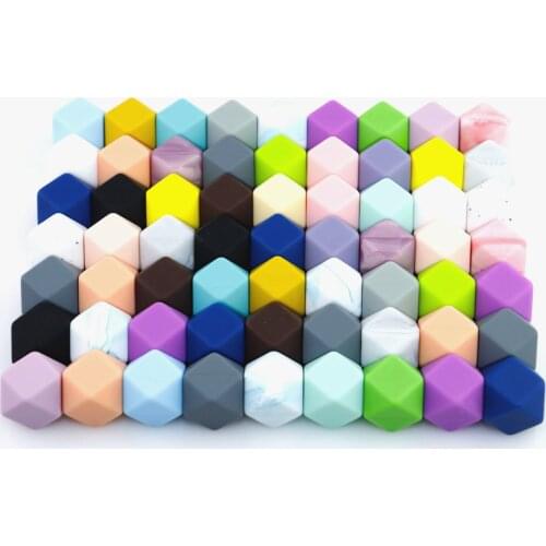 14mm Hexagon BPA Free Food Grade Silicone Beads Baby Teether Teething Toy For Nursing Necklace Pacifier Pendants Newborn Gift