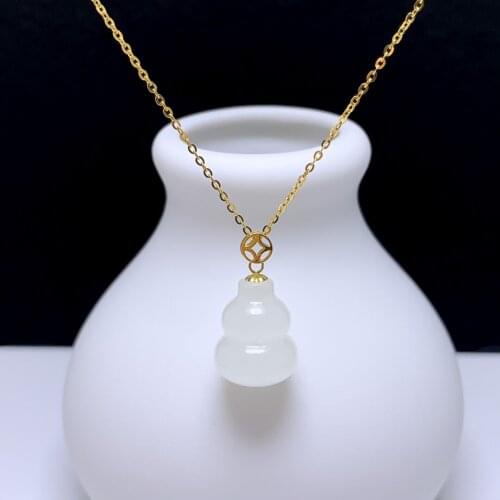 SHILOVEM 18k yellow gold natural white Jasper pendants Christmas Gift fine Jewelry plant wedding no necklace yzz1115884hby