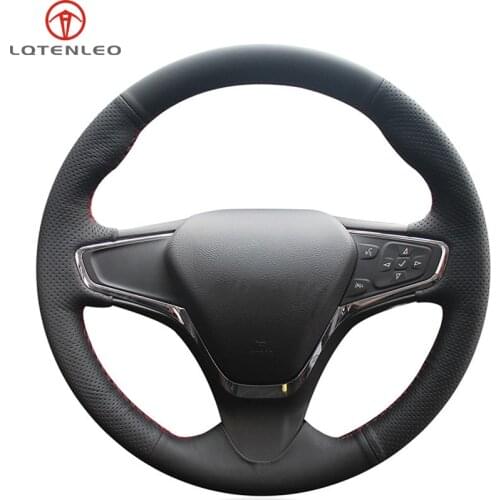 LQTENLEO Black Genuine Leather Hand-stitched Car Steering Wheel Cover For Chevrolet Cruze 2014-2018 Volt 2016 2017 New Cruze