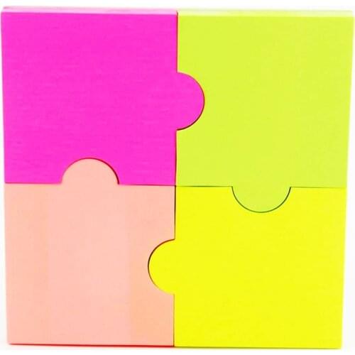 4A Shapes Sticky Notes Puzzle 2 7/8 x 2 4/7 Inches Kawaii Memo Pad Neon Assorted Notepad Cute To Do List Self-Stick Note 4A 5020