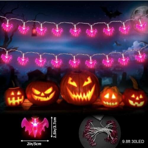10/20/40 LEDs Purple Bat String Lights Halloween Bat Garland Lights for Patio,Garden,Yard,Halloween Christmas Decoration lights