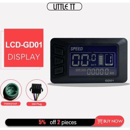 Electric Bicycle Display LCD GD01 36V 48V E-bike LCD Display For Intelligent Controller With Light Plug For Ebike Conversion Kit