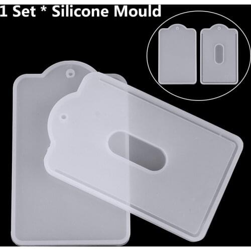 1pcs DIY Card Holder Resin Mold Silicone Credit ID Card Luggage Tag Holder Mold UV Resin Epoxy Glass Mirror Craft Mould Tools