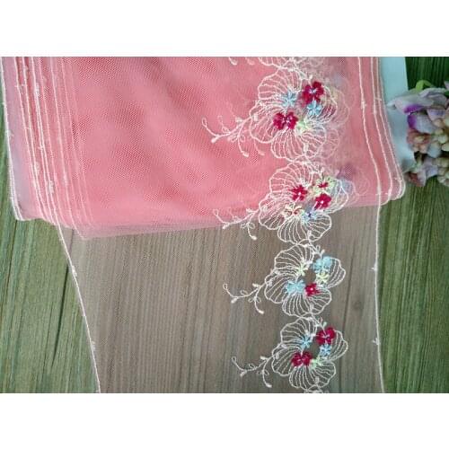 1Yard Flower Embroidered Lace Trim Champagne Yellow Fabric For Bra Lingerie Underwear Handmade Dress Decor 19cm Width