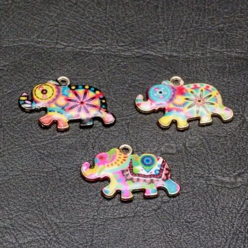 12pcs/lot Fashion Colorful Drop Oil Enamel Charms Animal Elephant Owl Cat Pendant for DIY Jewelry Bracelet Necklace Making