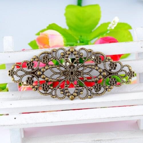 15Pcs Bronze Tone Filigree Flower Wraps Connectors Metal Crafts Gift Decoration DIY Findings 8x3.5cm