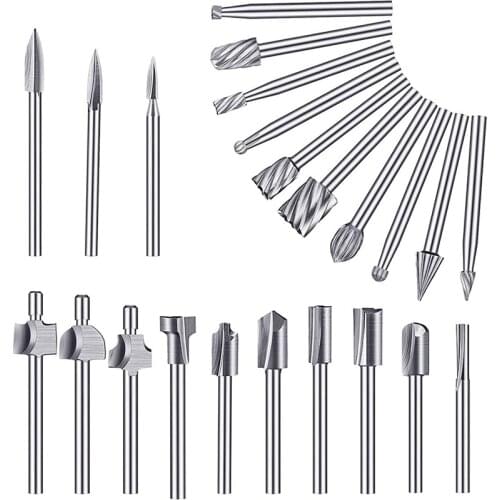 23 Pieces Wood Carving Tool Engraving Drill Accessories Set ,10 Carbide Engraving Bits,10 Wood Router Bits,Rotary Tools