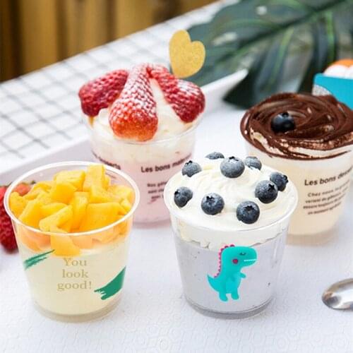 50pcs Net red mousse cup disposable plastic cups 150ml 180ml ice cream dessert cake cup party birthday favors cup with lid