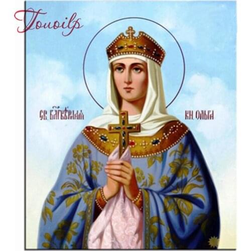5D round Diamond Embroidery Religion Diy Diamond Mosaic Holy Princess Olga Rhinestones Picture Diamond Painting Cross Stitch Kit