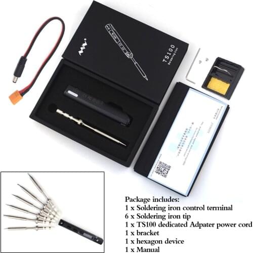 6 pieces / TIP new soldering iron TS-100 set adjustable digital LCD display soldering iron soldering station ARM MCU
