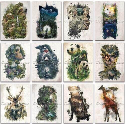 New Diamond painting Animals Landscape sloth cat owl skull bird panda deer giraffe DIY Full Square Drill embroidery Drawing 1001